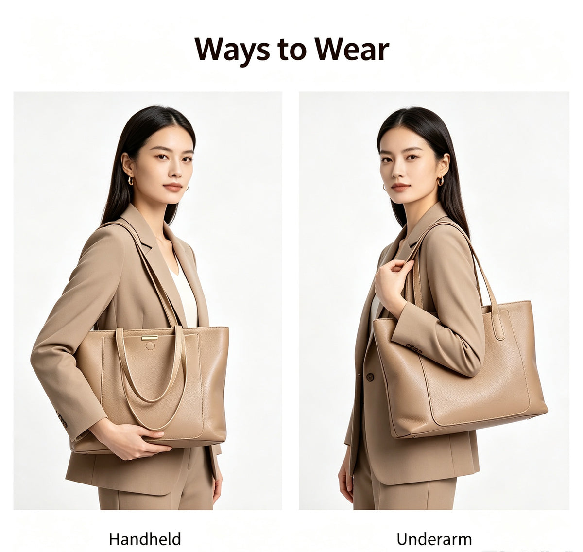Large Leather Zip-Top Work Tote