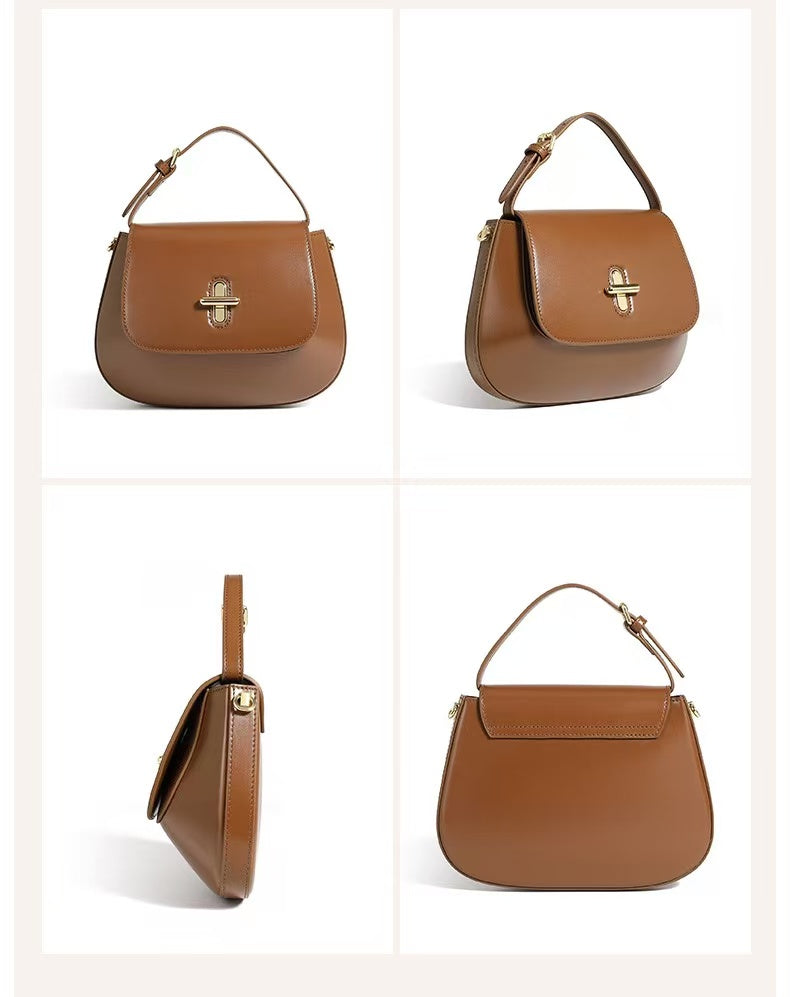 Slim Leather Saddle Crossbody Bag