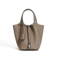 Lightweight Leather Bucket Tote with Pouch
