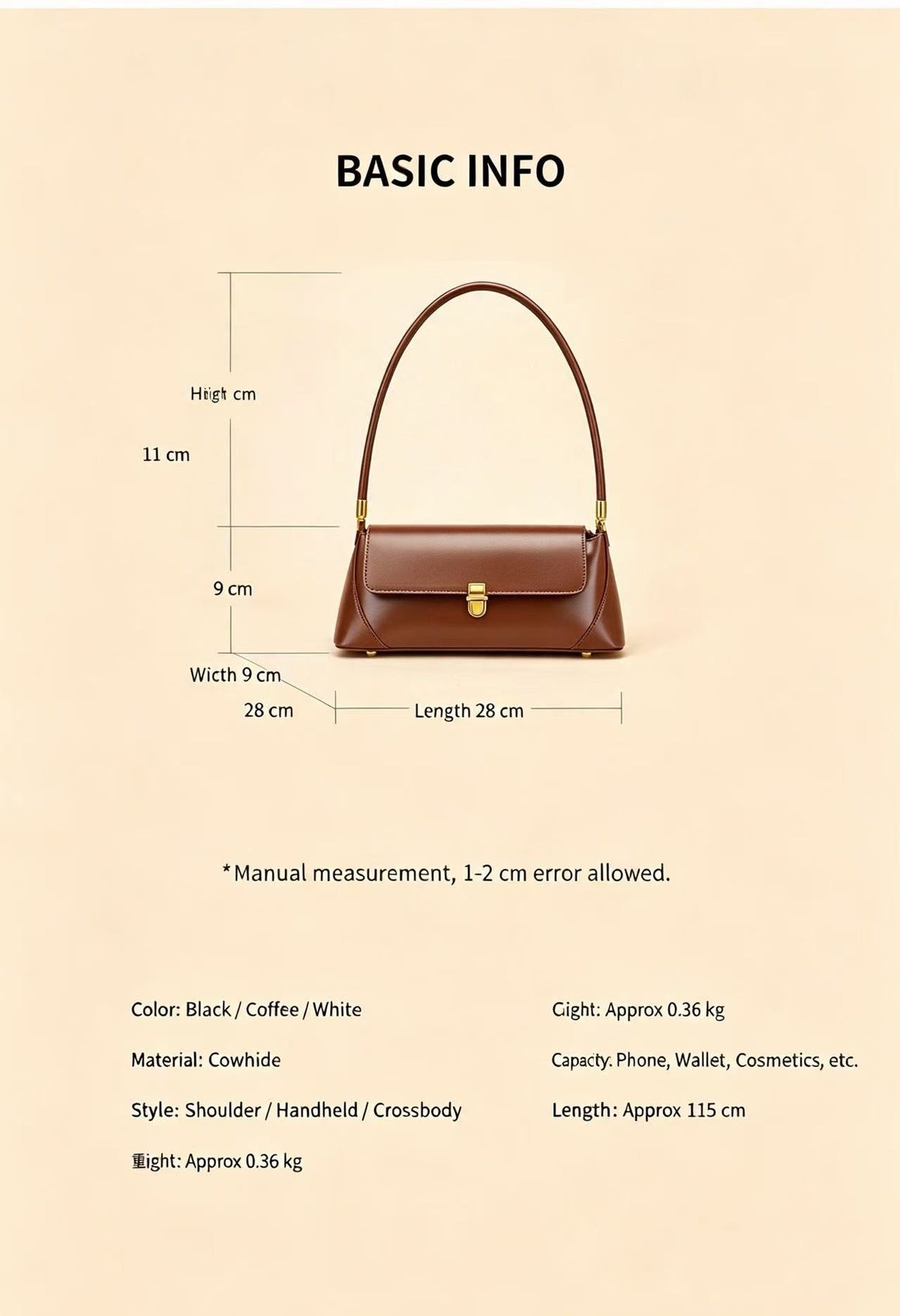 Turn-Lock Leather Shoulder Bag