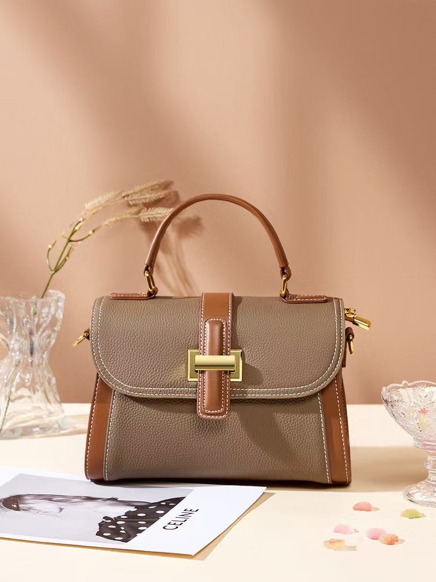 Color-Block Leather Satchel