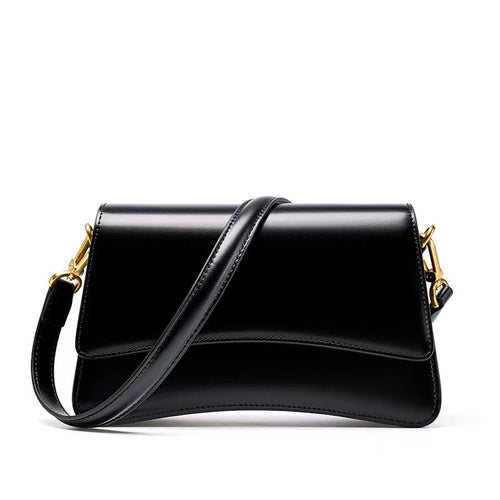 Compact Leather Flap Crossbody Bag