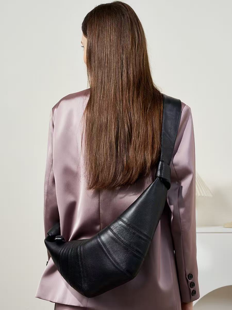 Soft Sheepskin Leather Crescent Bag