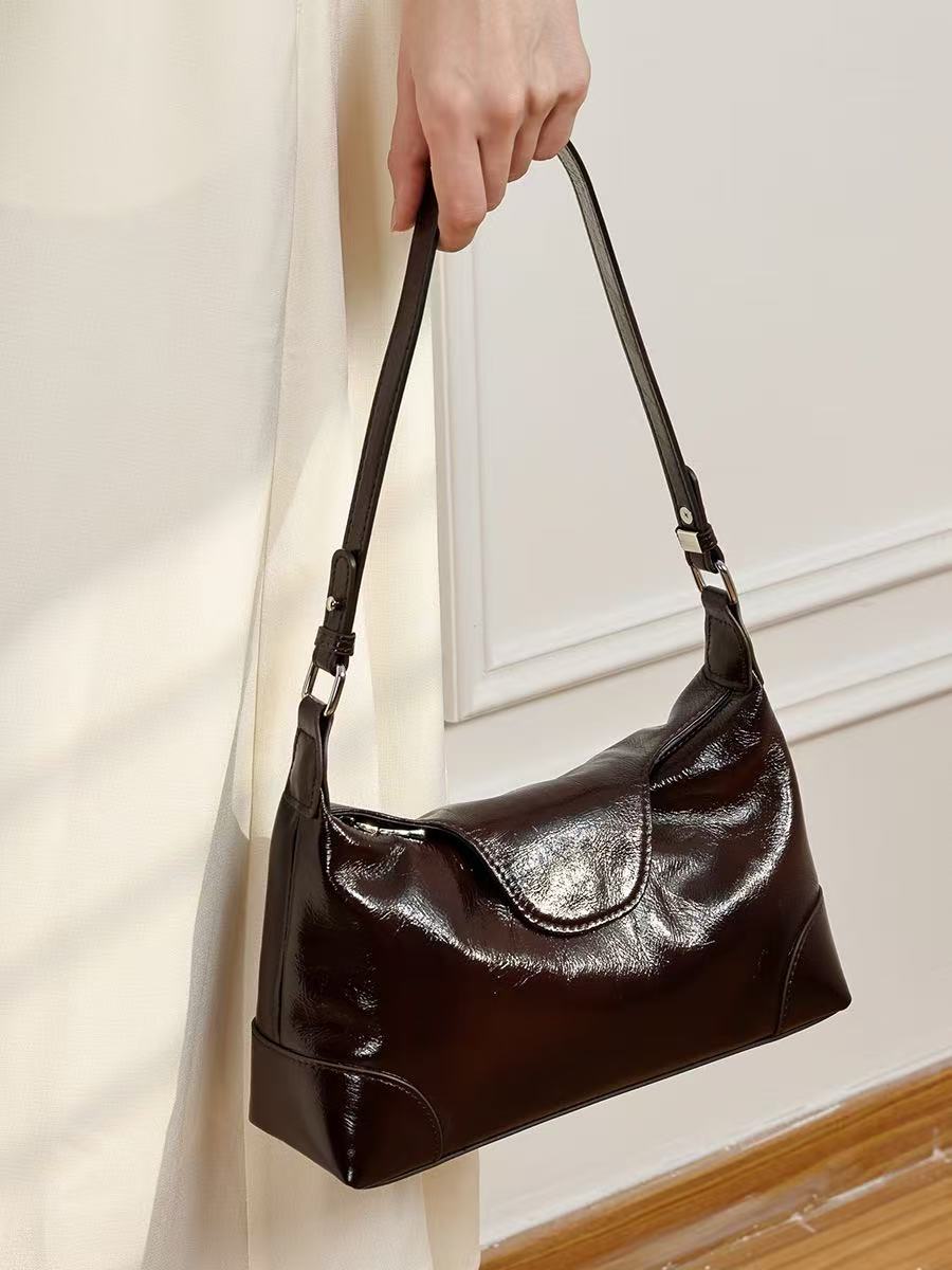 Glossy Leather Shoulder Bag