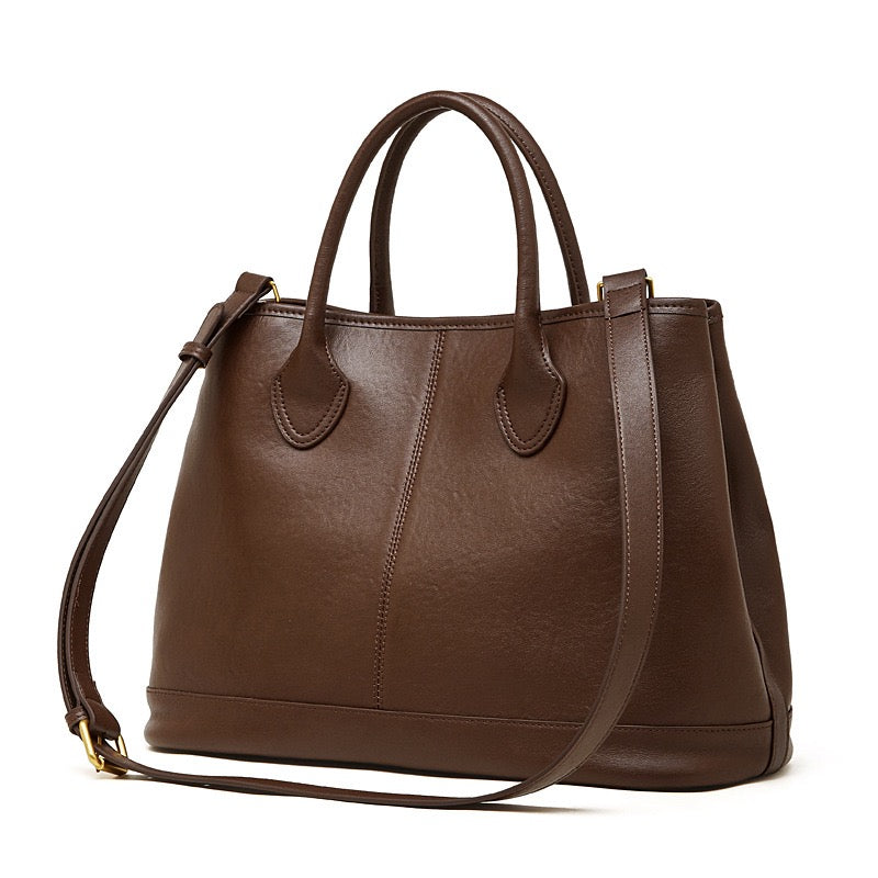 Large Leather Tote with Adjustable Strap
