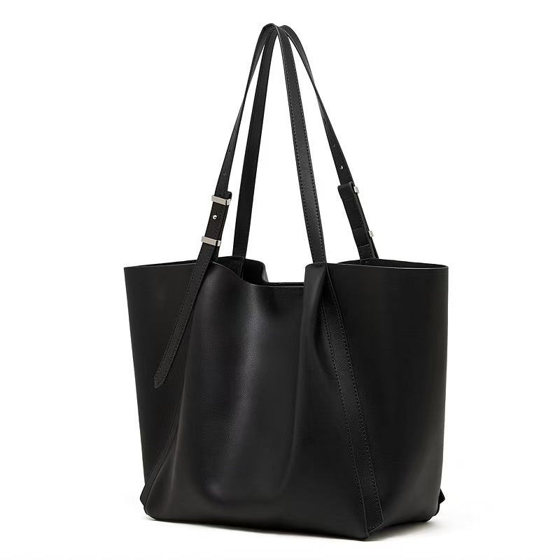 Oversized Leather Tote with Removable Pouch