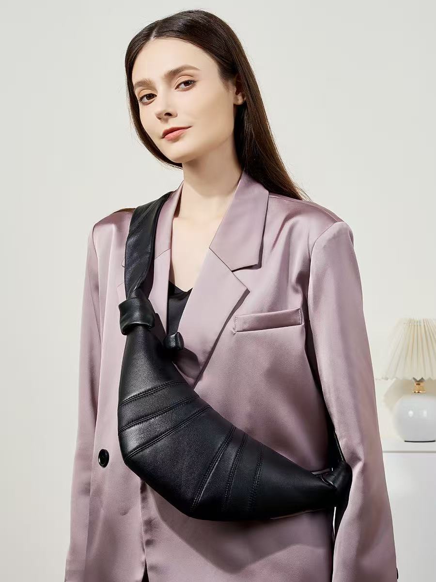Soft Sheepskin Leather Crescent Bag