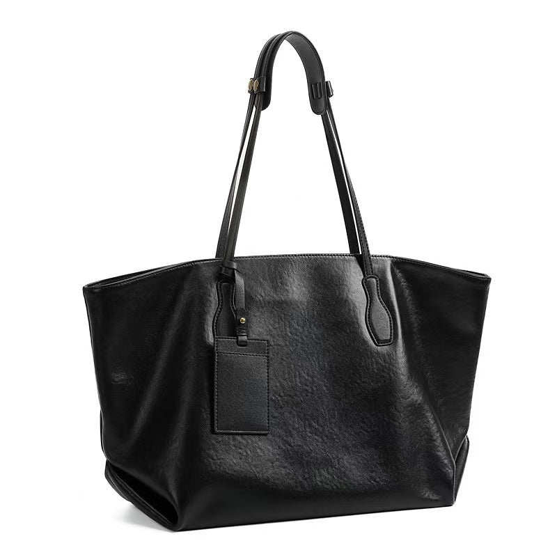 Large Leather Work Tote with Interior Pockets