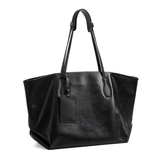 Large Leather Work Tote with Interior Pockets