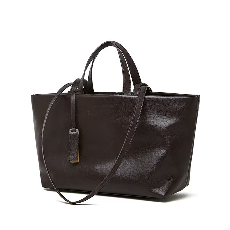 Leather Snap-Top Work Tote