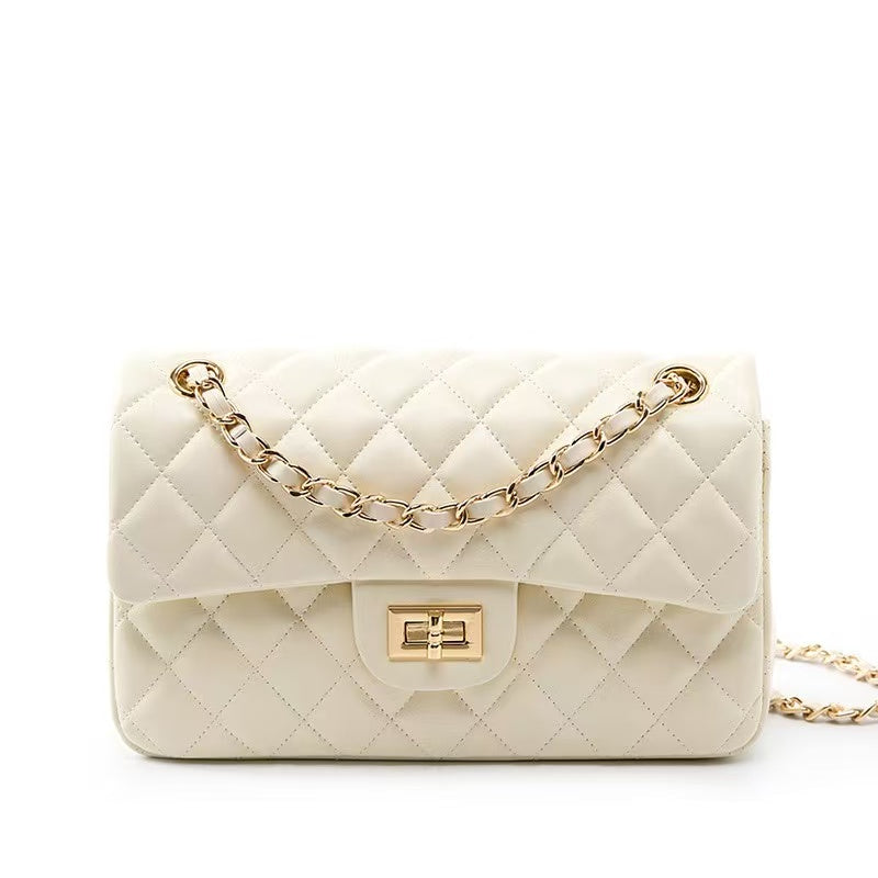 Quilted Leather Double-Flap Chain Bag