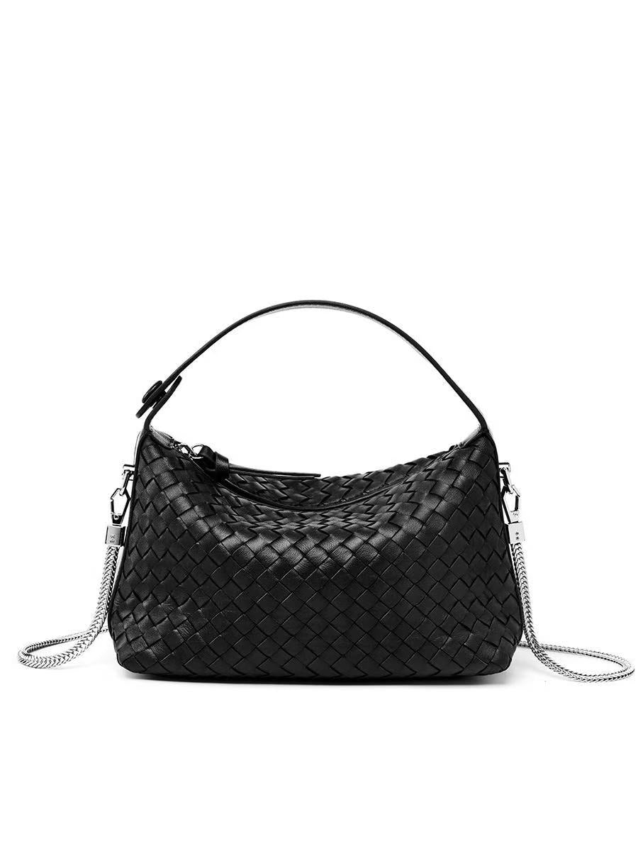 Woven Sheepskin Leather Hobo Bag