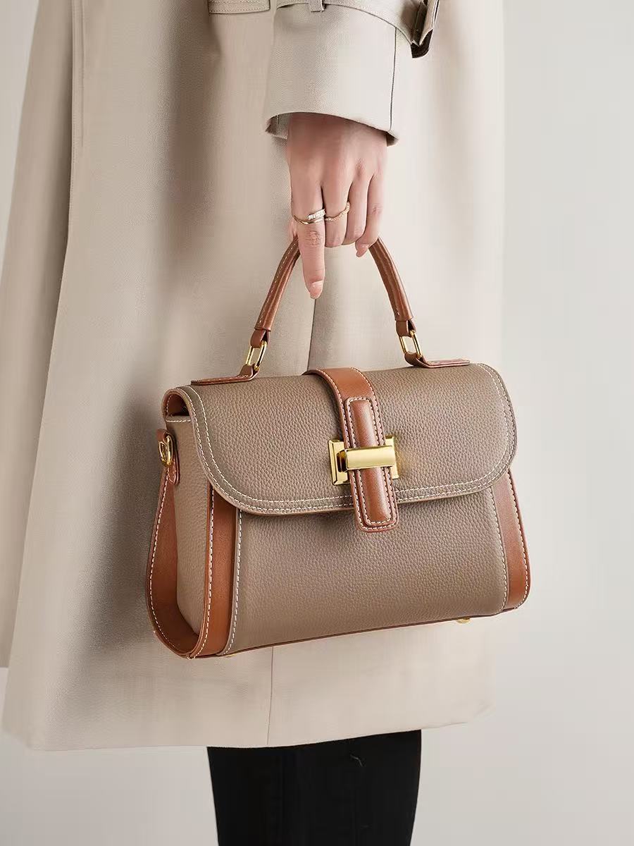 Color-Block Leather Satchel
