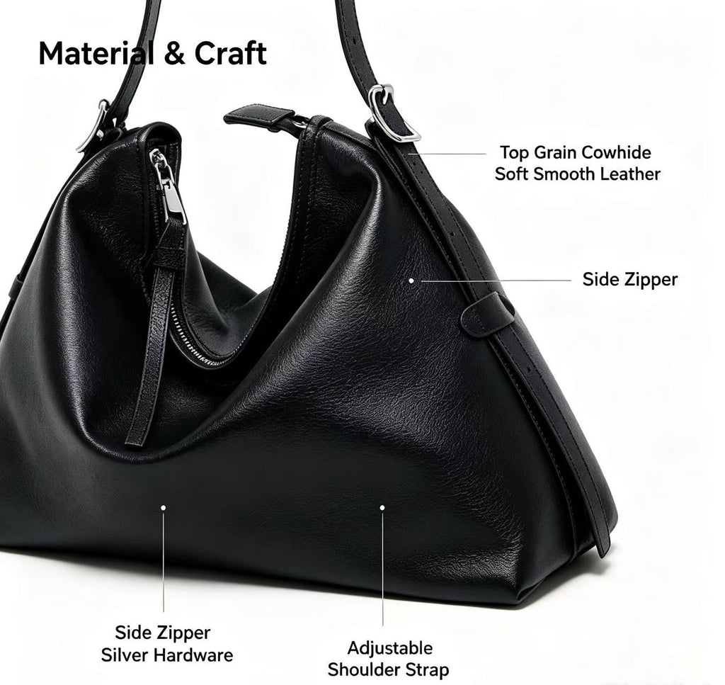 Slim-Strap Leather Hobo Bag