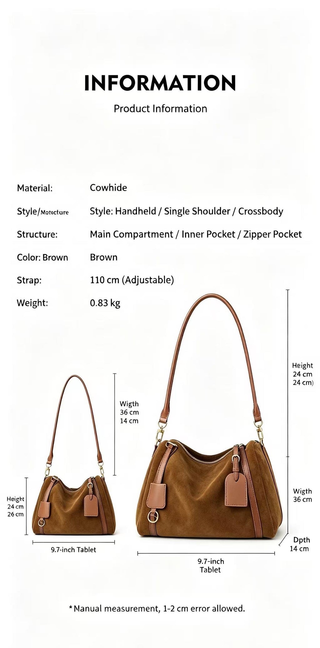 Vintage-Style Leather Bowling Bag