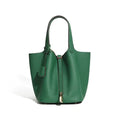 Leather Basket Tote with Removable Pouch