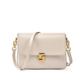 Leather Flap Bag with Gold-Tone Turn Lock