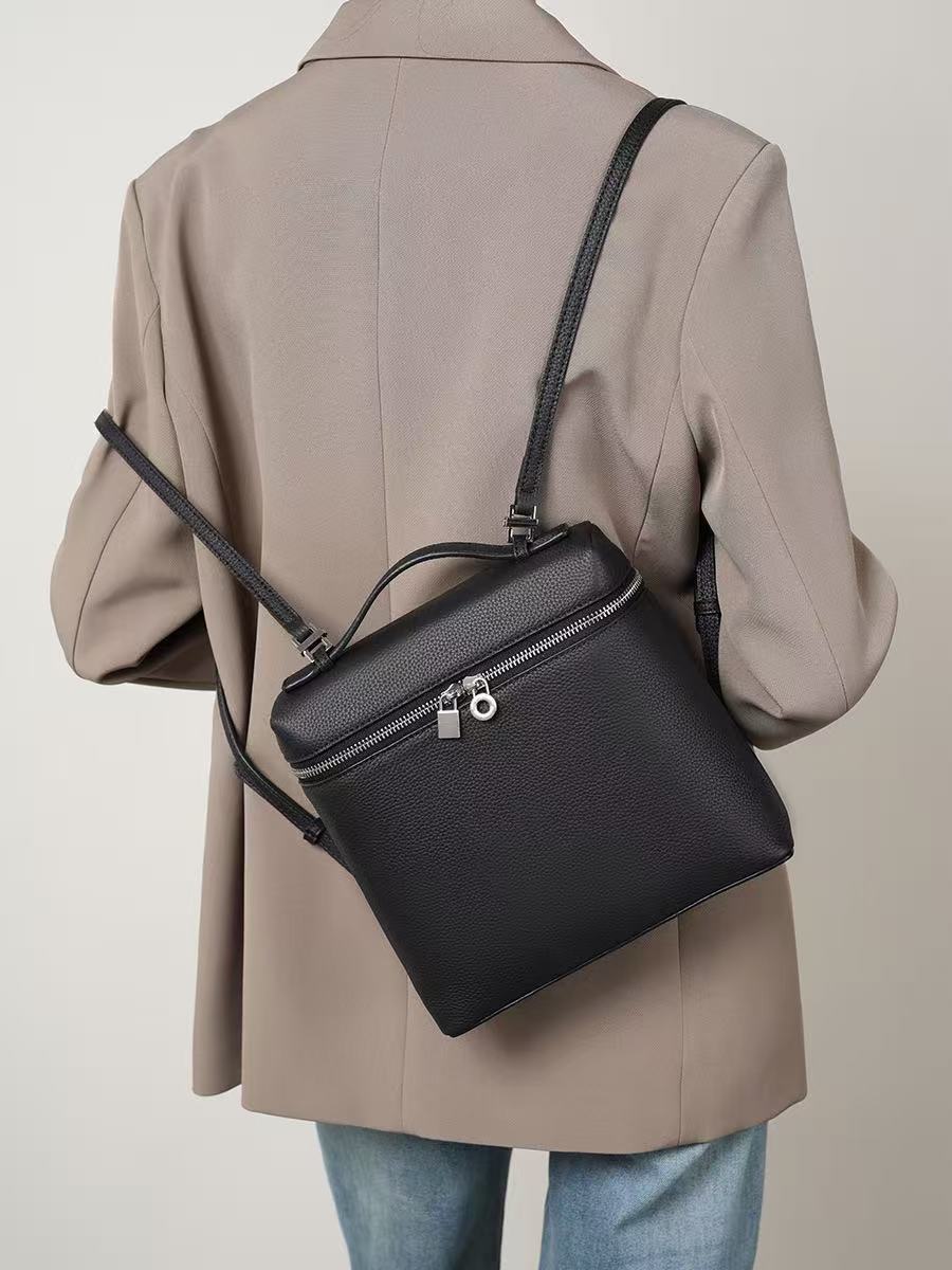 Leather Box Bag with Two Straps