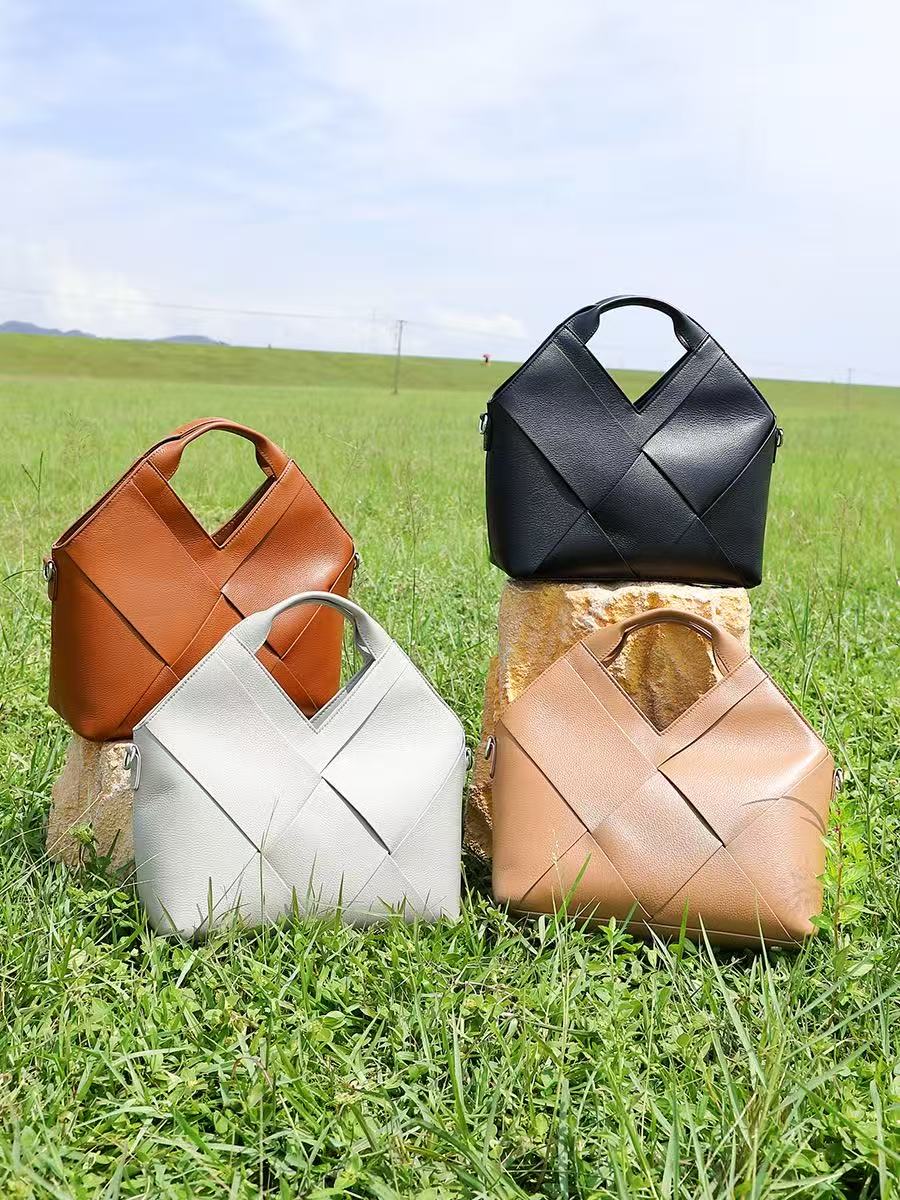 Geometric Woven Leather Tote