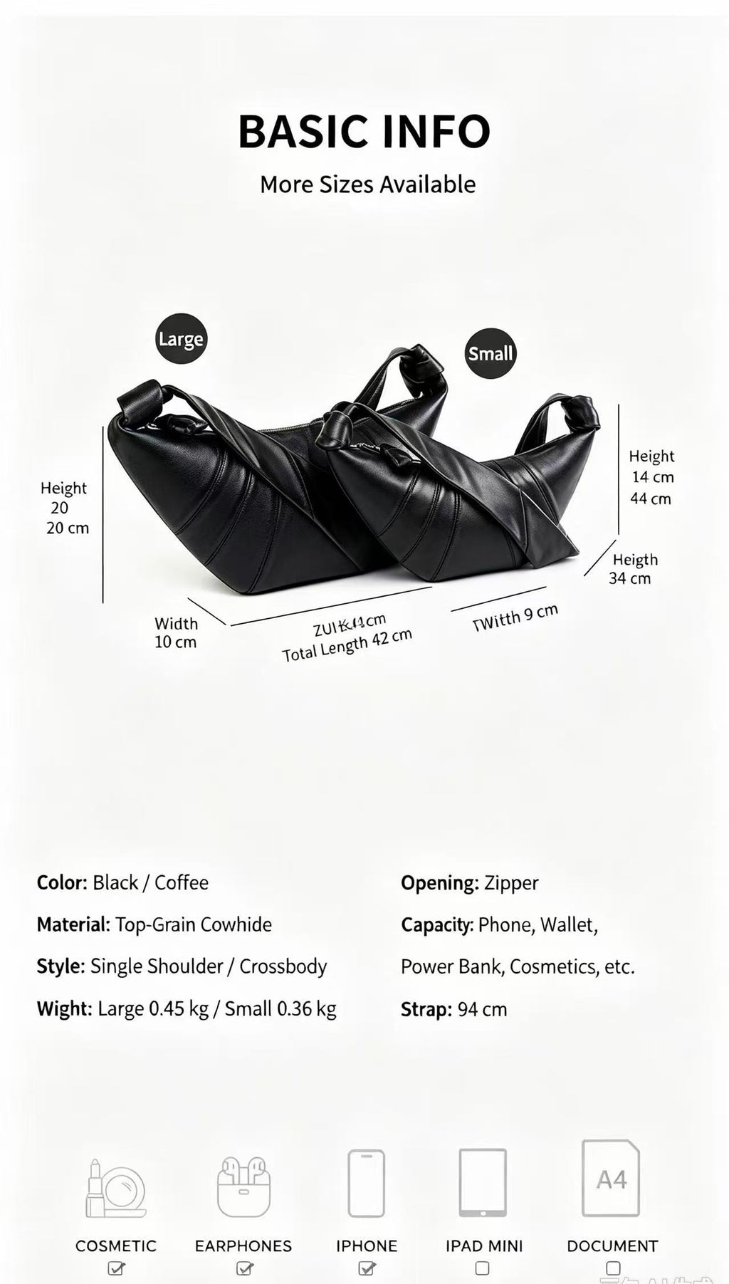 Soft Sheepskin Leather Crescent Bag