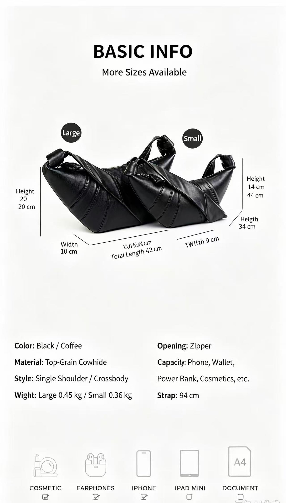 Soft Sheepskin Leather Crescent Bag