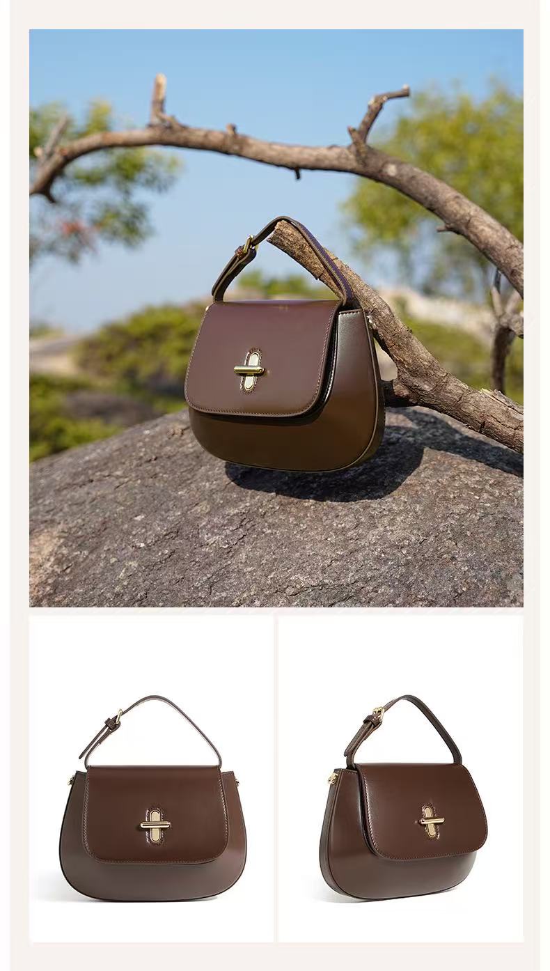 Slim Leather Saddle Crossbody Bag