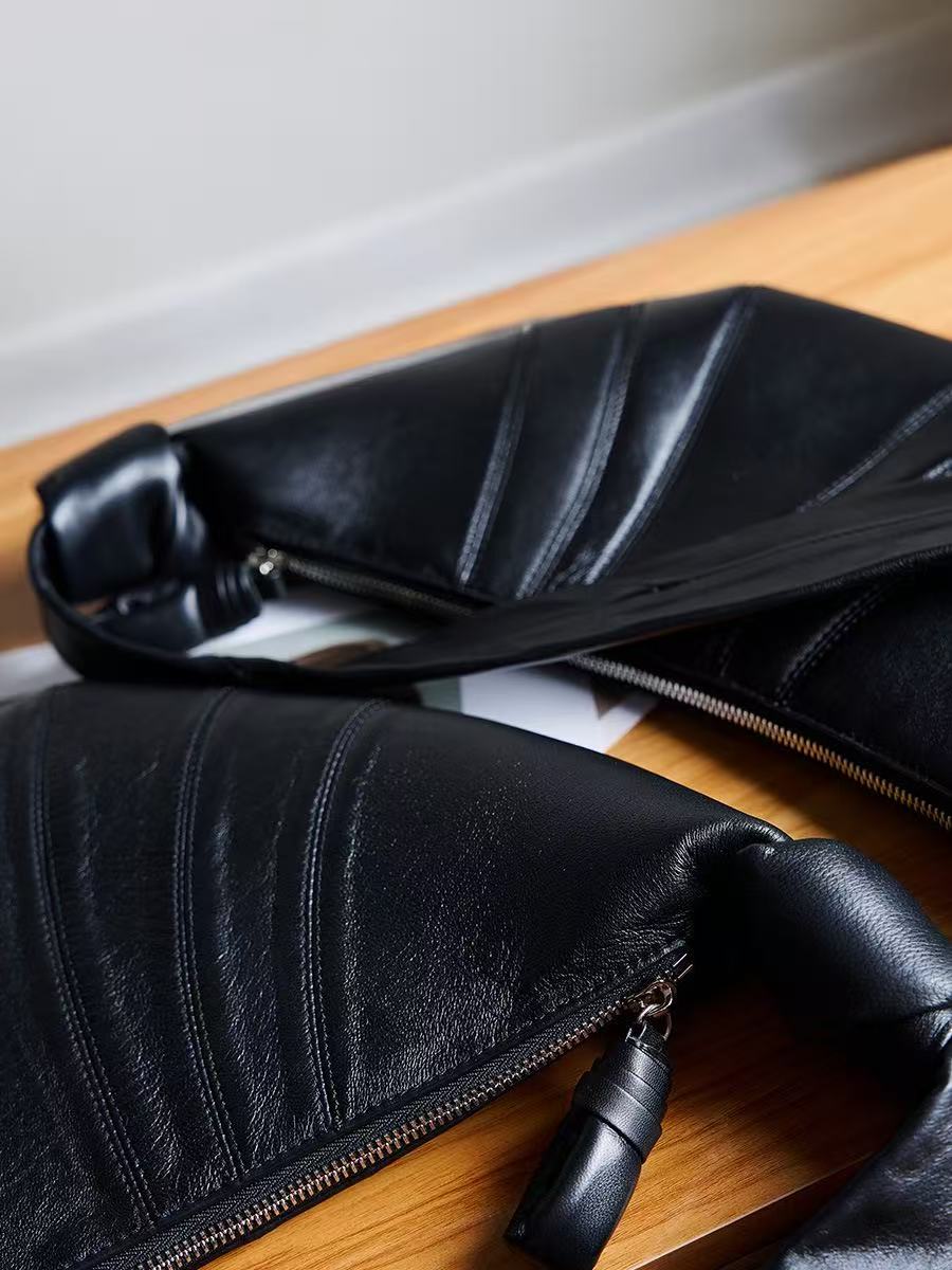 Soft Sheepskin Leather Crescent Bag