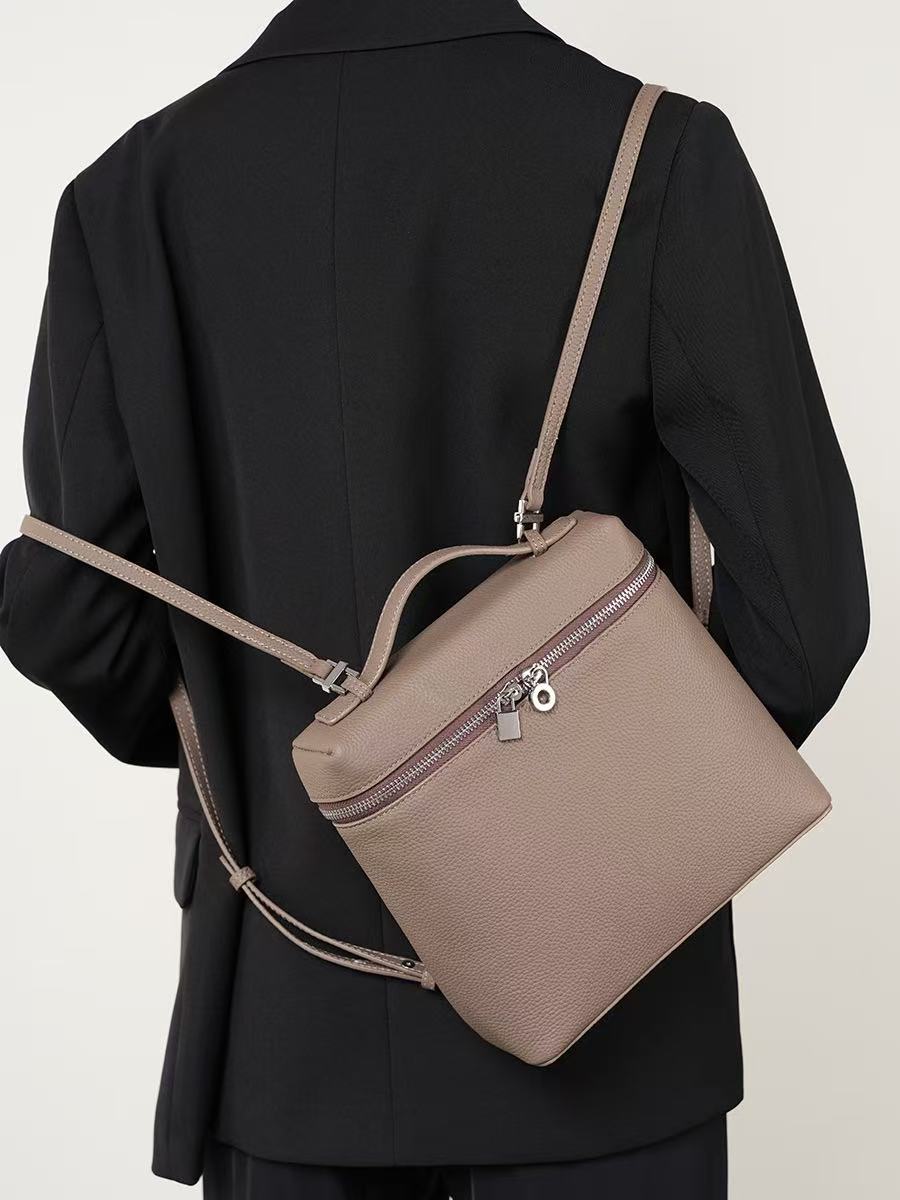 Leather Box Bag with Two Straps