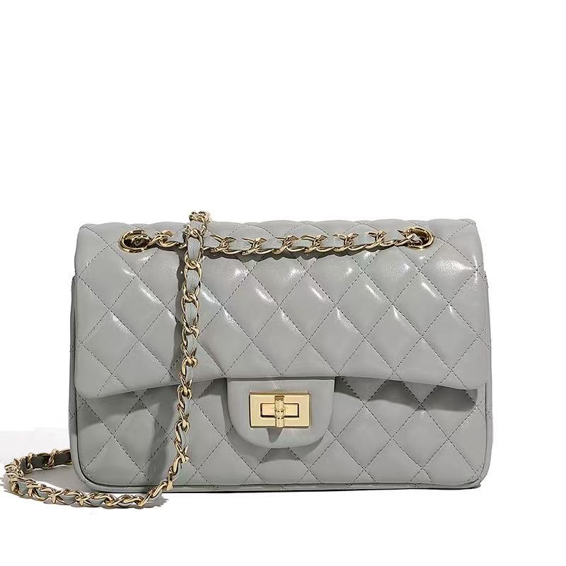 Quilted Leather Double-Flap Chain Bag
