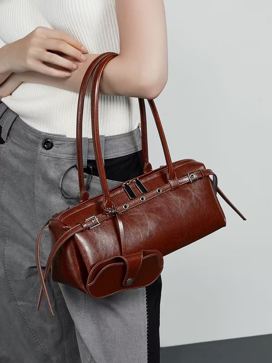 Leather Baguette Shoulder Bag