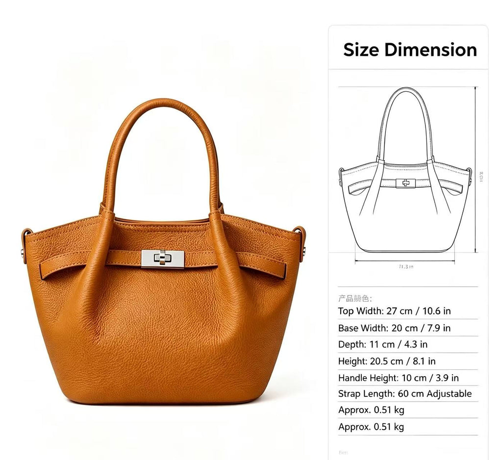 Leather Basket Bag with Magnetic Closure