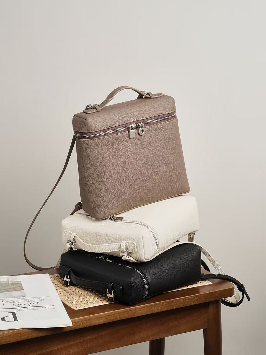 Leather Box Bag with Two Straps