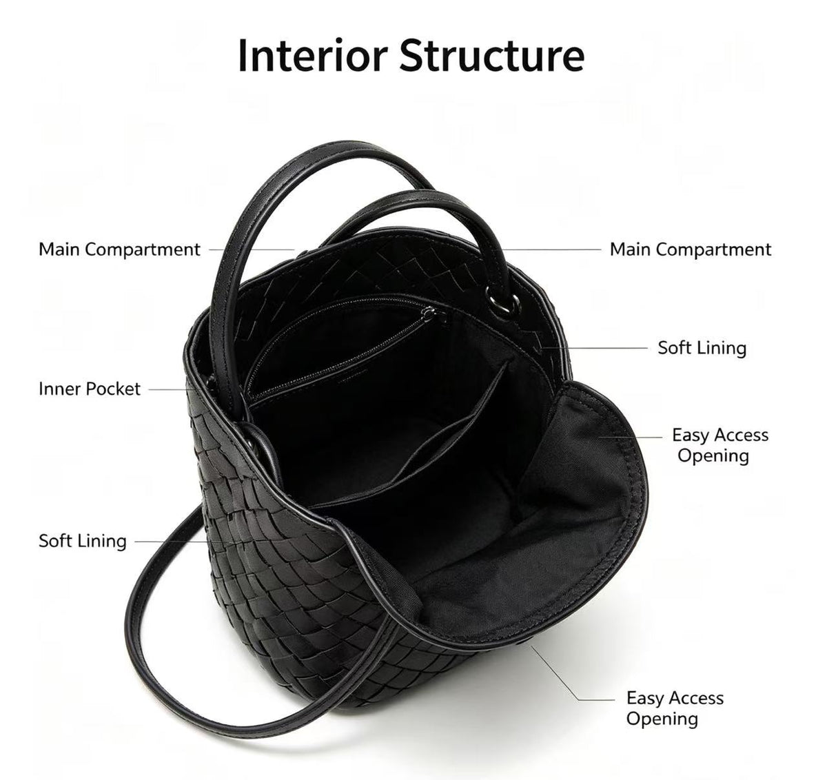 Woven Sheepskin Leather Mini Bucket Bag