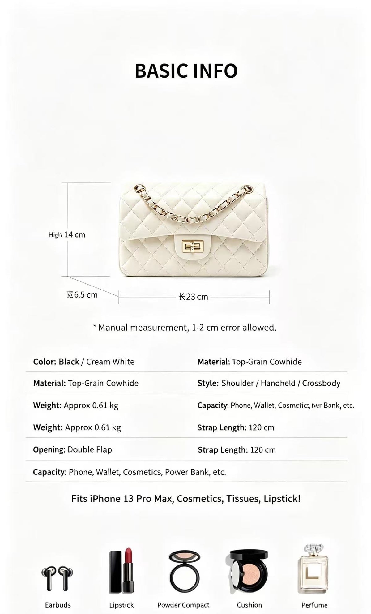 Quilted Leather Double-Flap Chain Bag