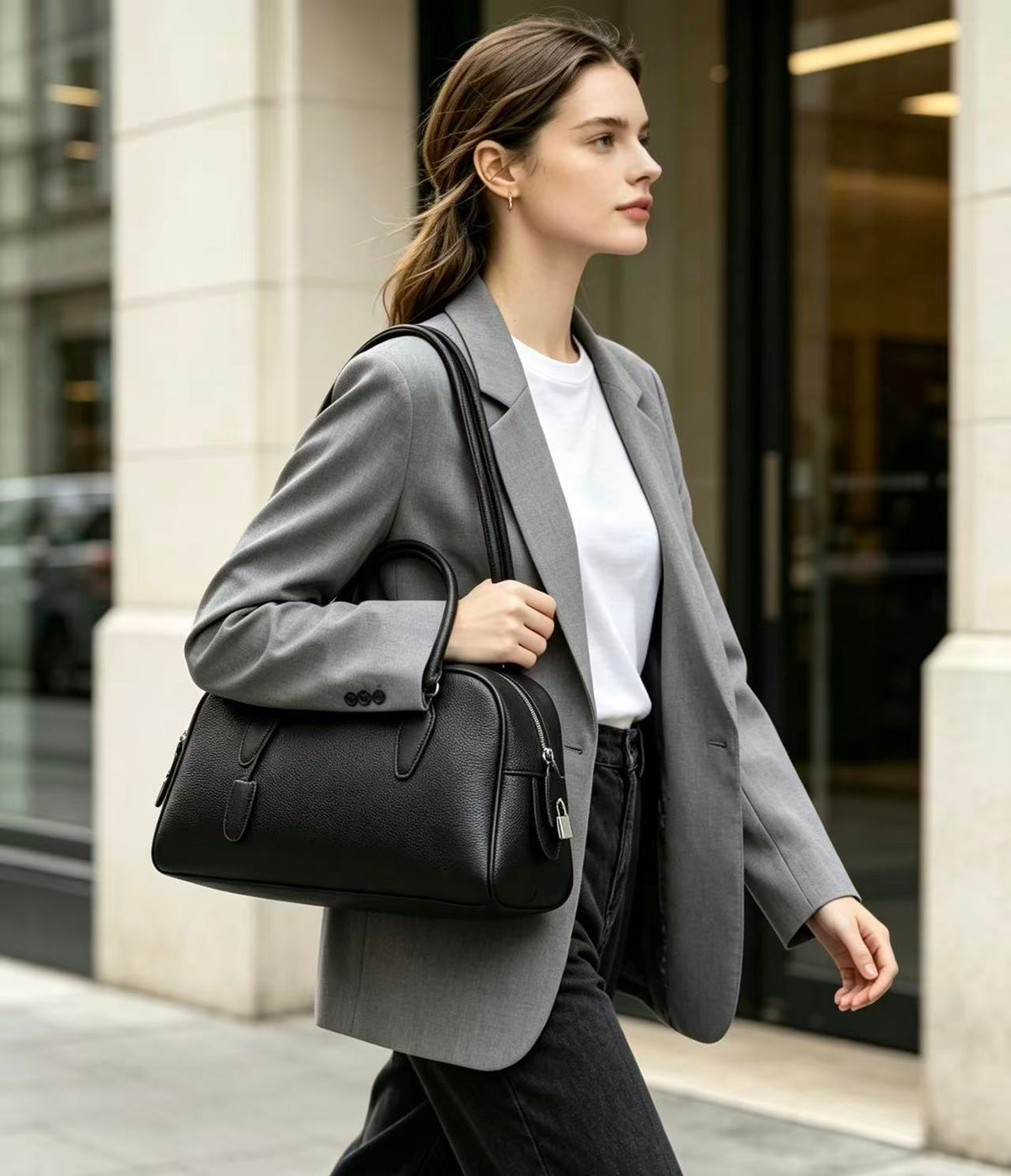 Classic Leather Boston Bag
