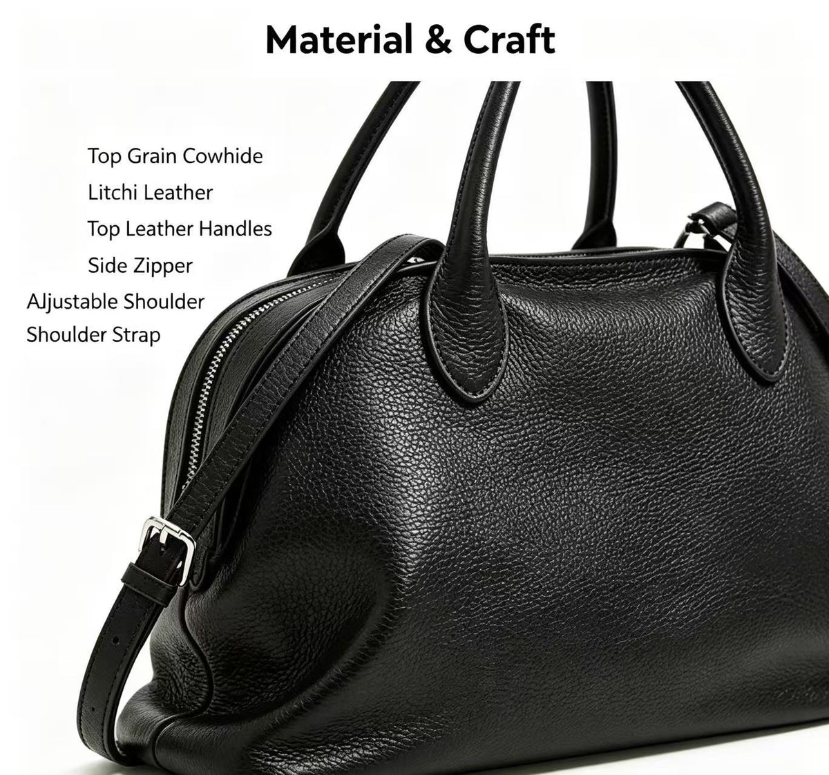 Classic Leather Handbag with Long Strap