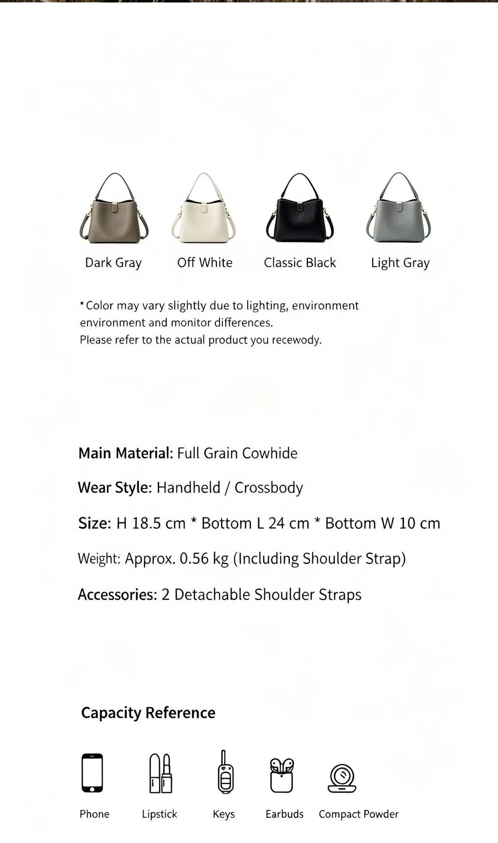 Compact Leather Bucket Shoulder Bag