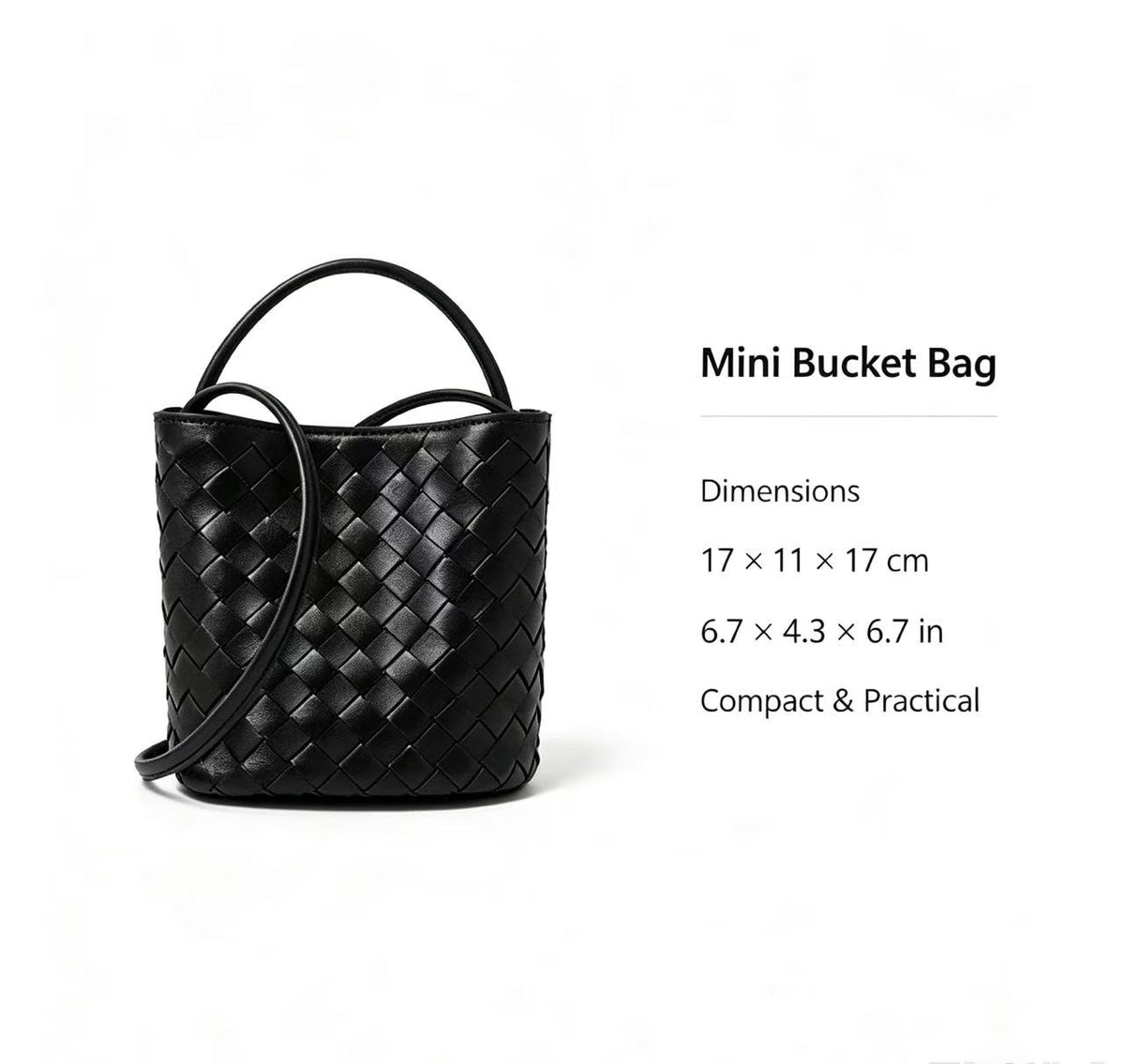 Woven Sheepskin Leather Mini Bucket Bag
