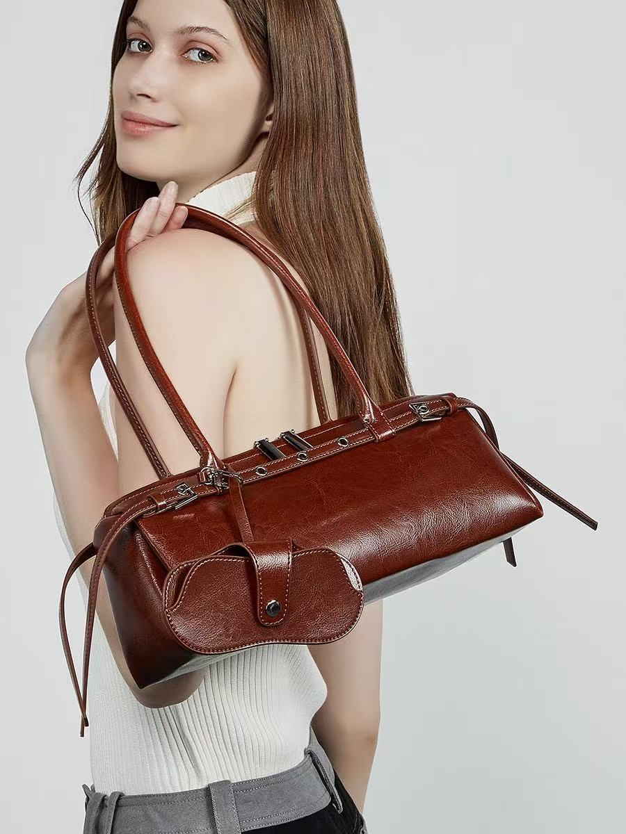 Leather Baguette Shoulder Bag
