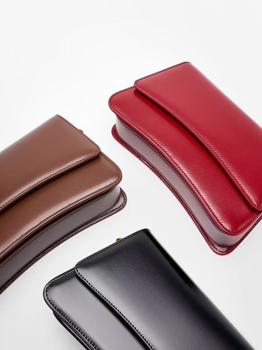 Compact Leather Flap Crossbody Bag