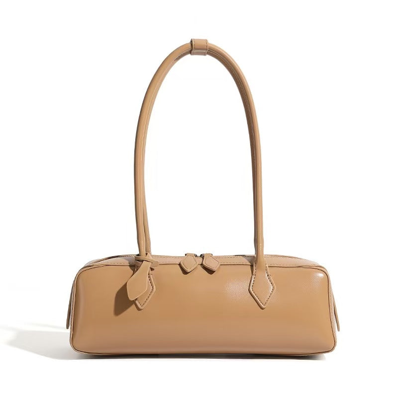 Long Leather Baguette Crossbody Bag