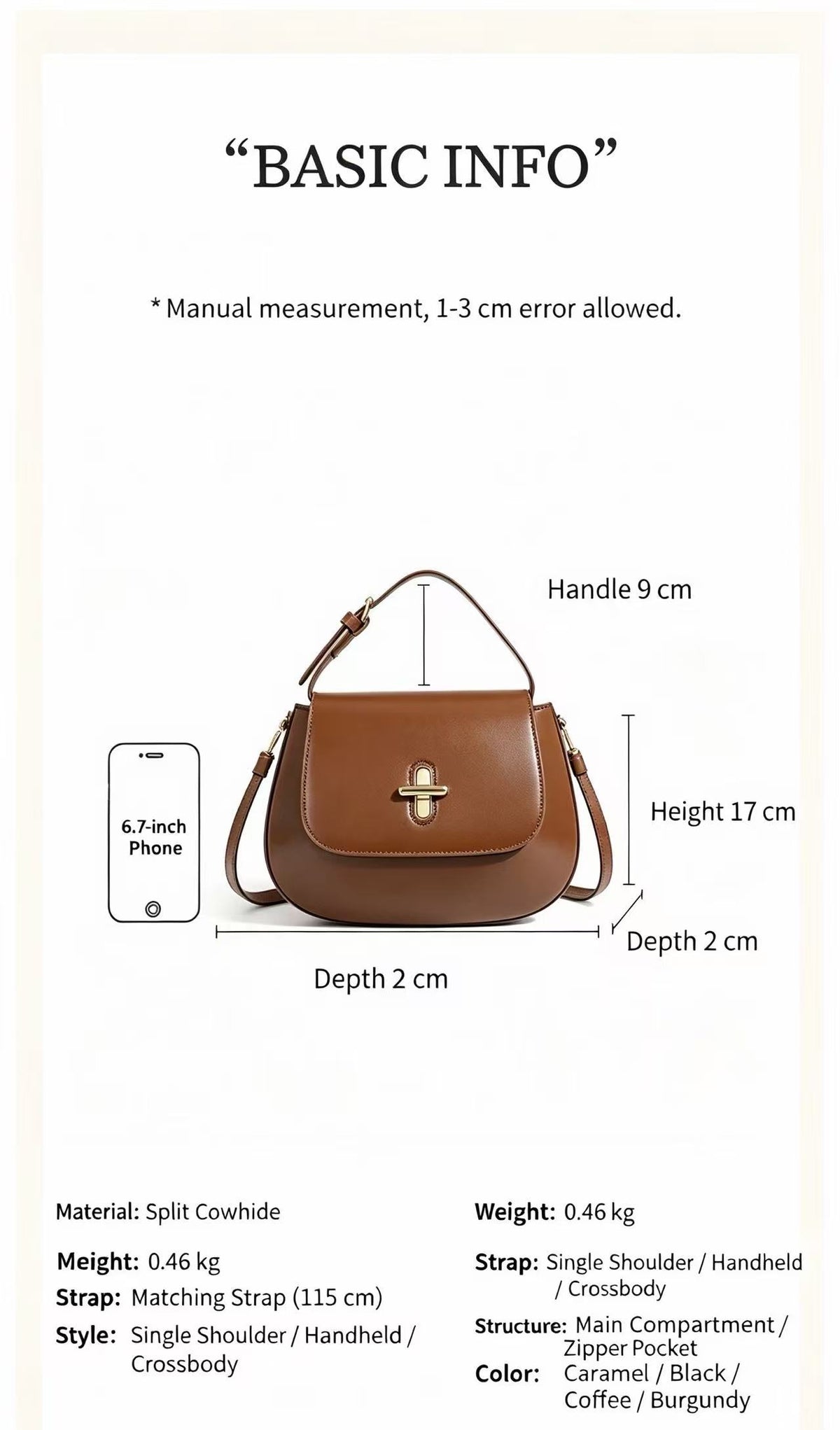 Slim Leather Saddle Crossbody Bag