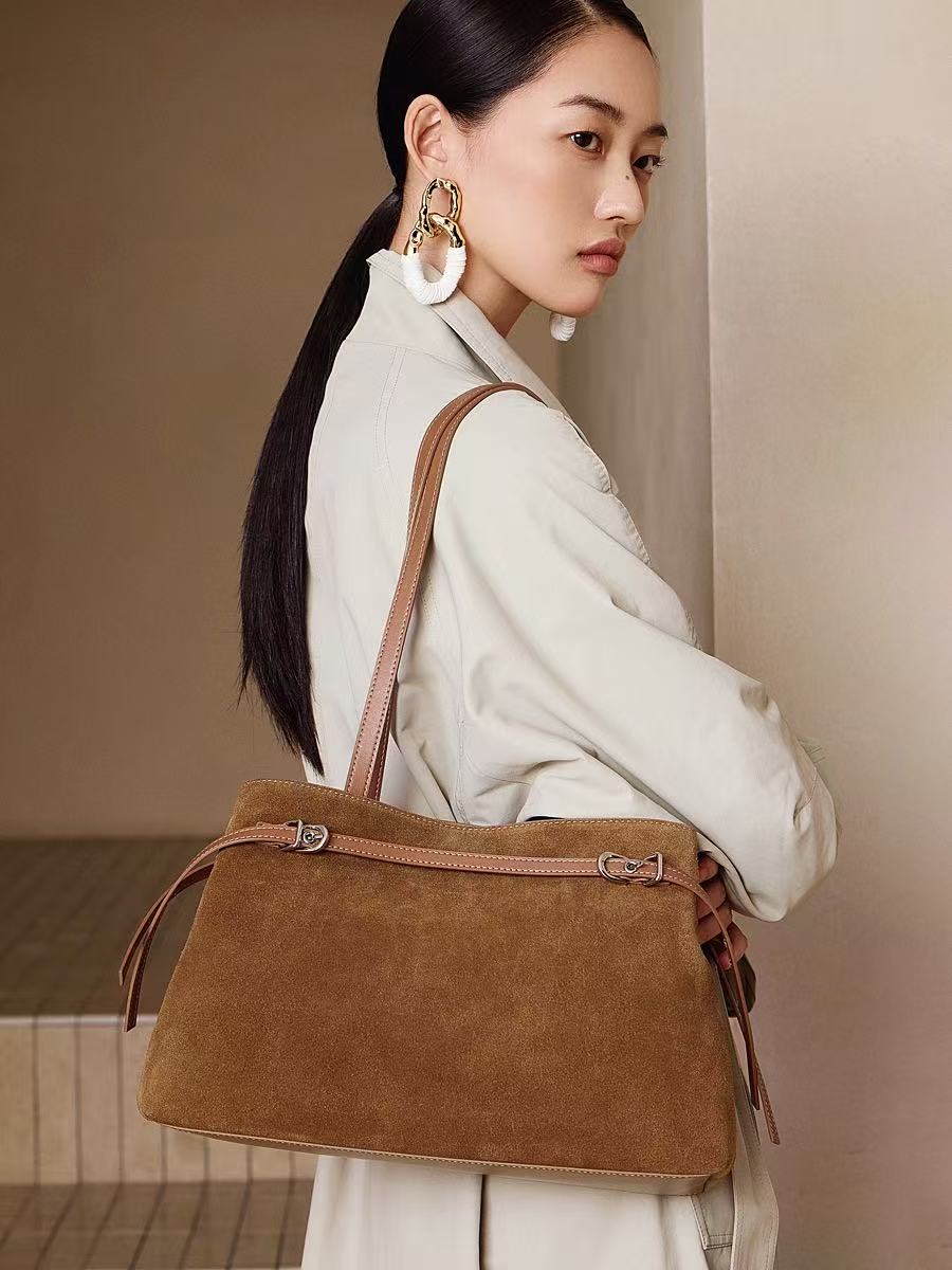 Suede-Effect Leather Tote