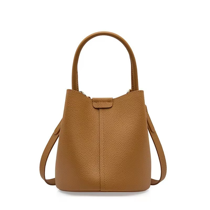 Leather Bucket Bag with Two Straps
