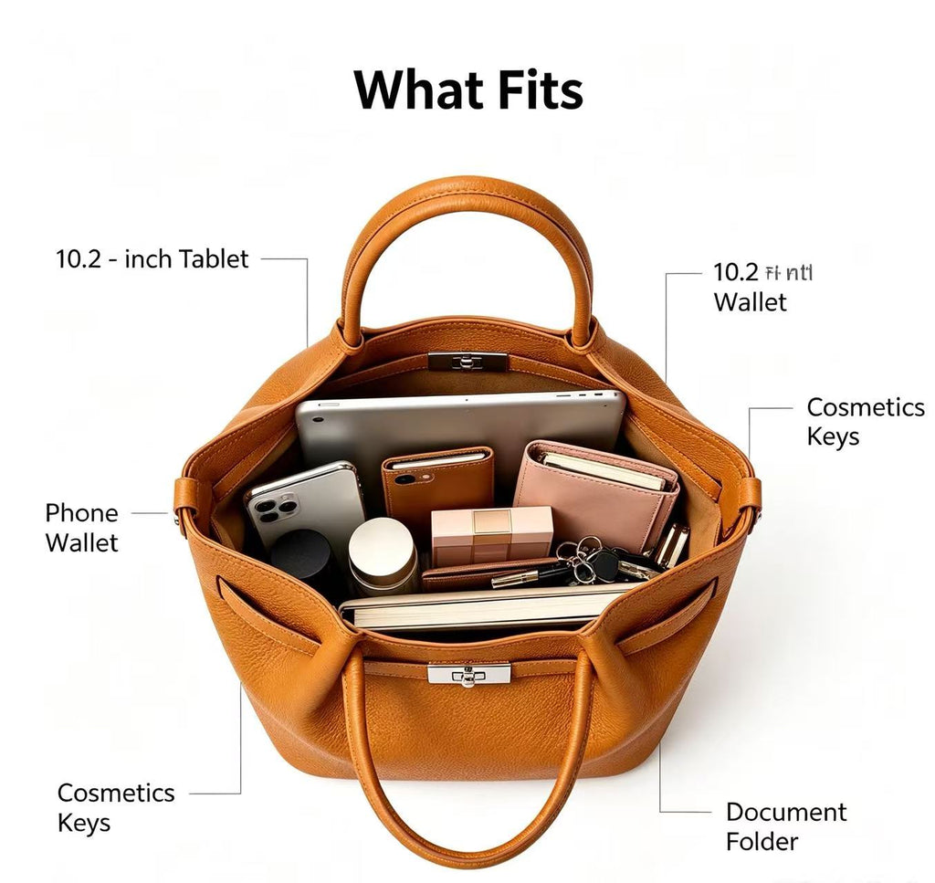 Leather Basket Bag with Magnetic Closure