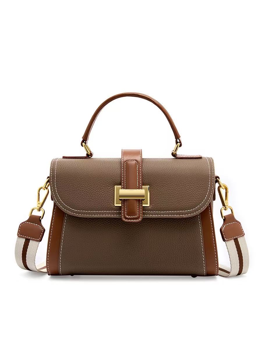 Color-Block Leather Satchel