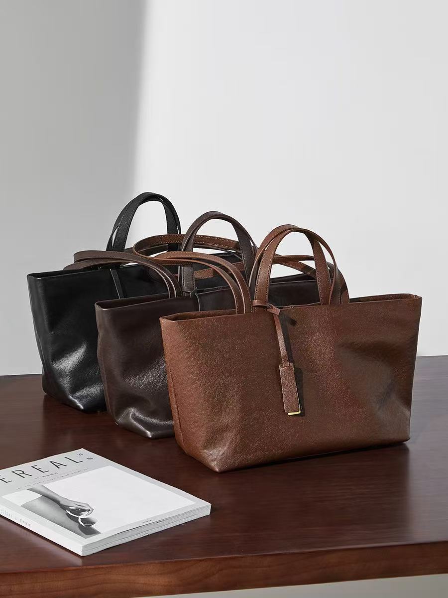 Leather Snap-Top Work Tote