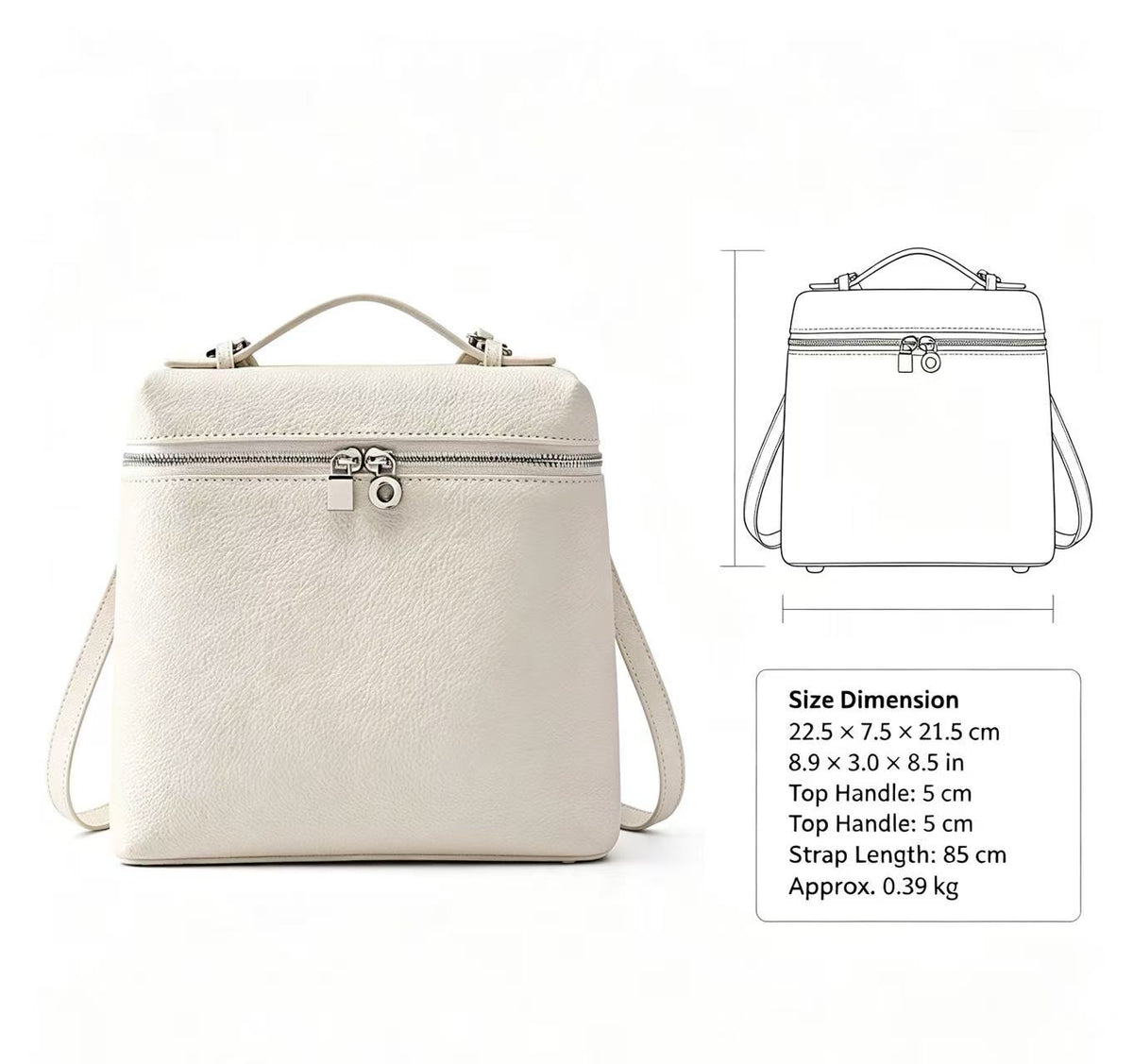 Leather Box Bag with Two Straps