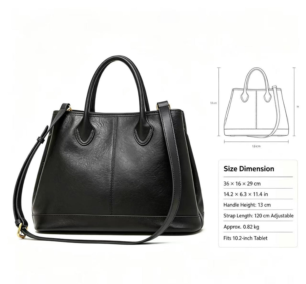 Large Leather Tote with Adjustable Strap