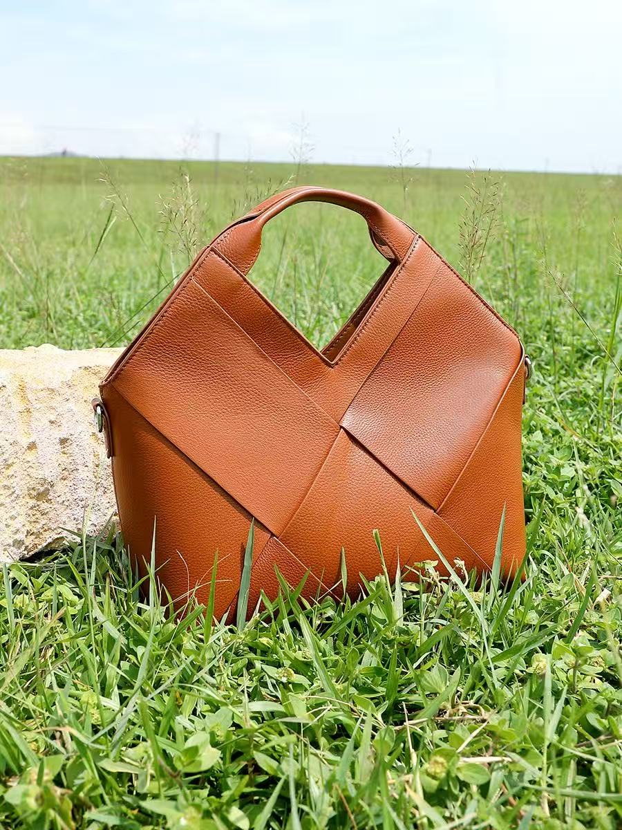Geometric Woven Leather Tote